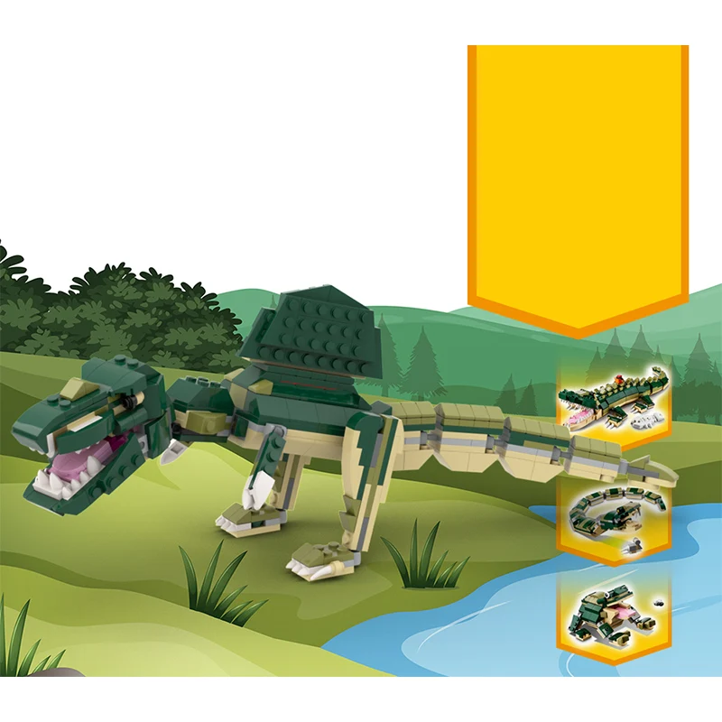 Creators Animal Series Model MOC Building Bricks 4-In-1 Reptile Modular Technology Gifts Holiday Assemble Children Toys Suit