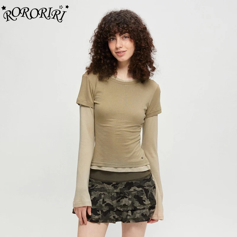 

RORORIRI Harajuku Ретро камуфляжная мини-юбка для женщин с эластичной резинкой на талии, многоуровневые шорты с рюшами, пышная юбка-тортик Y2k Greyu, уличная одежда