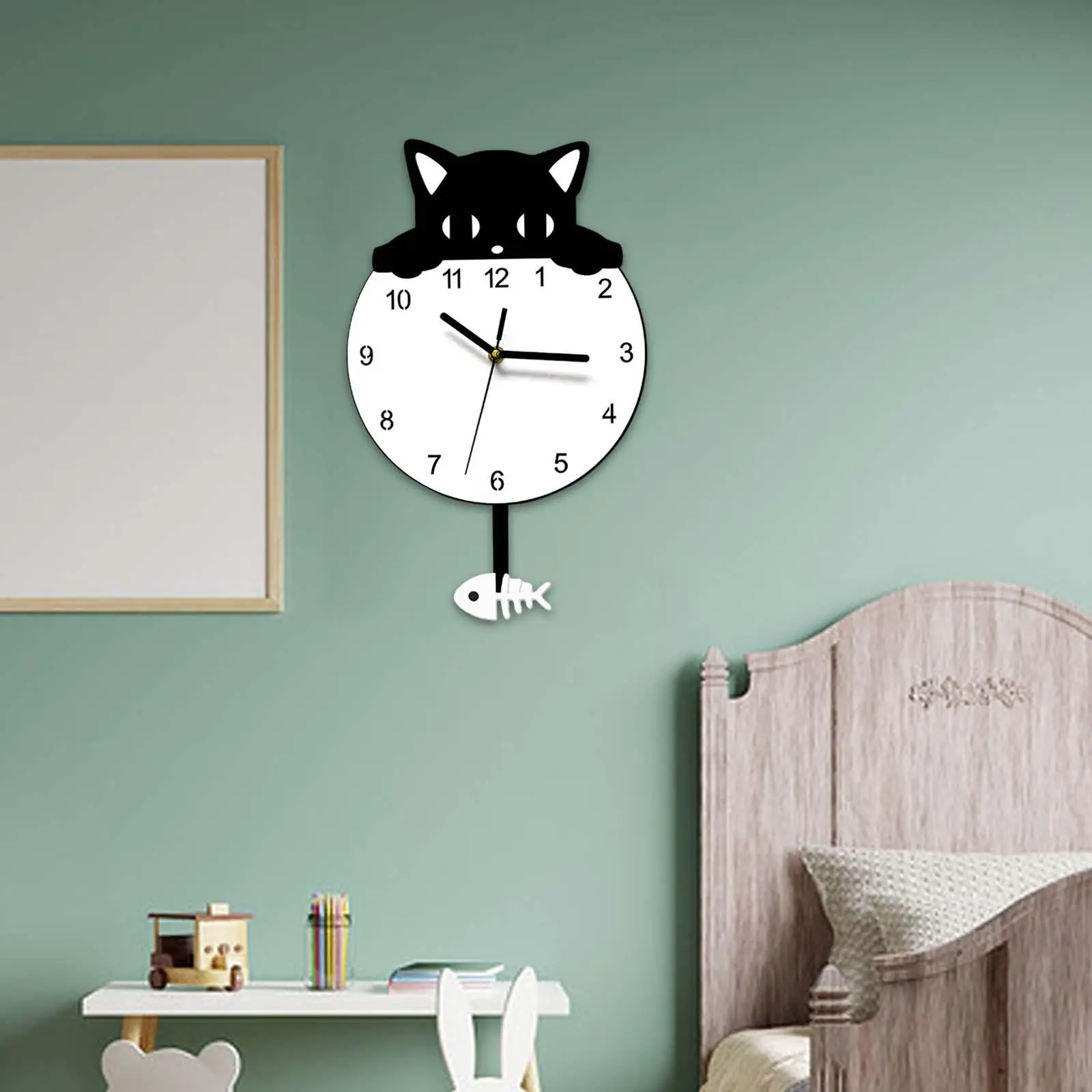 Cat Shaped Wall Clock Multifunctional Cute Hanging Clock Modern Wall Clock Home