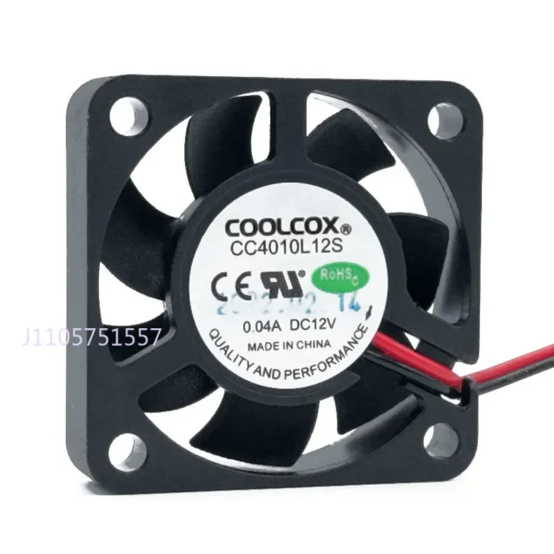 COOLCOX CC4010L12S 4010 2-wire 12V 0.04A Silent Cooling Fan for Electronics 4CM