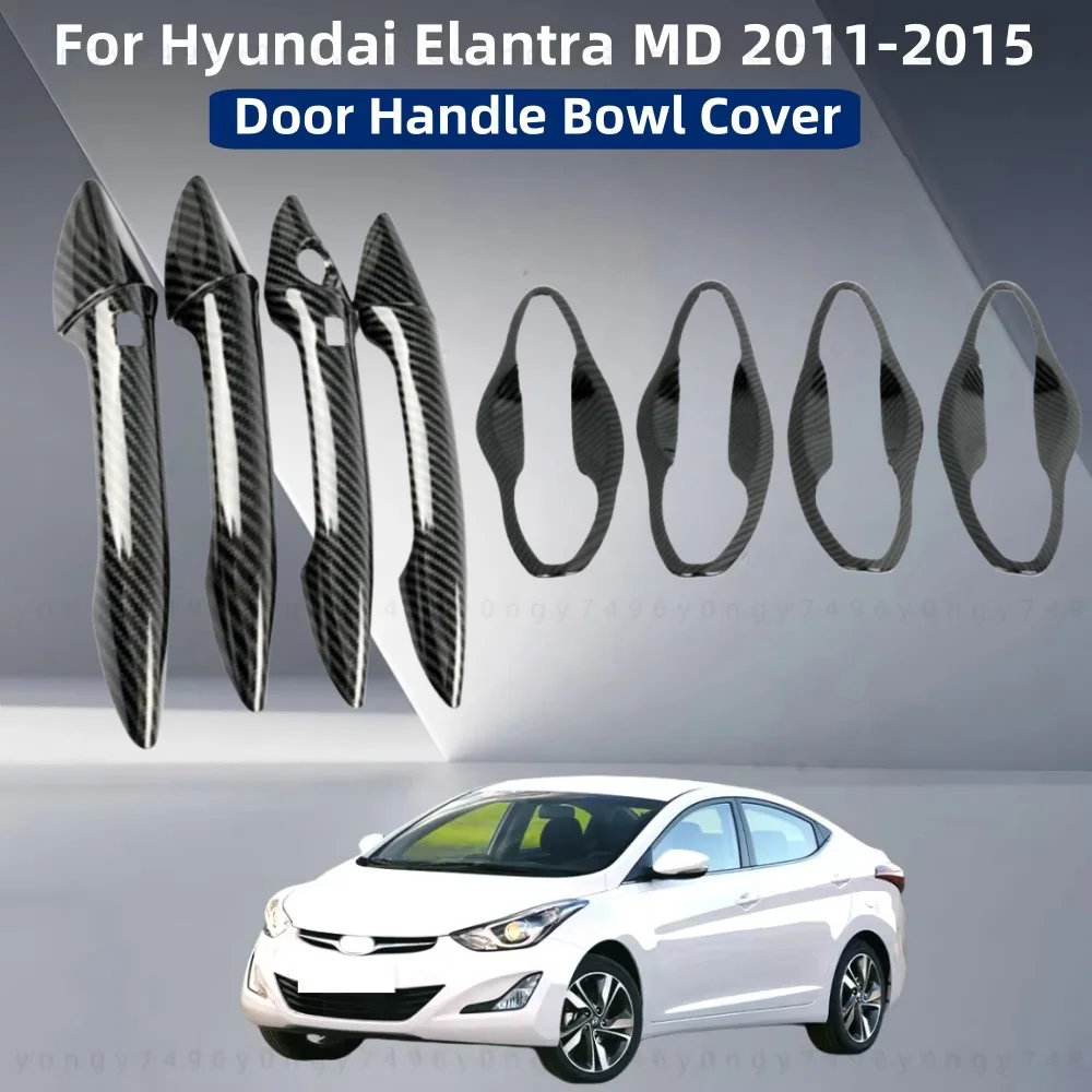 

Carbon Car Modification Accessory Door Handle Cover Trim Paste Style Chrome For Hyundai Elantra MD 2011 2012 2013 2014 2015