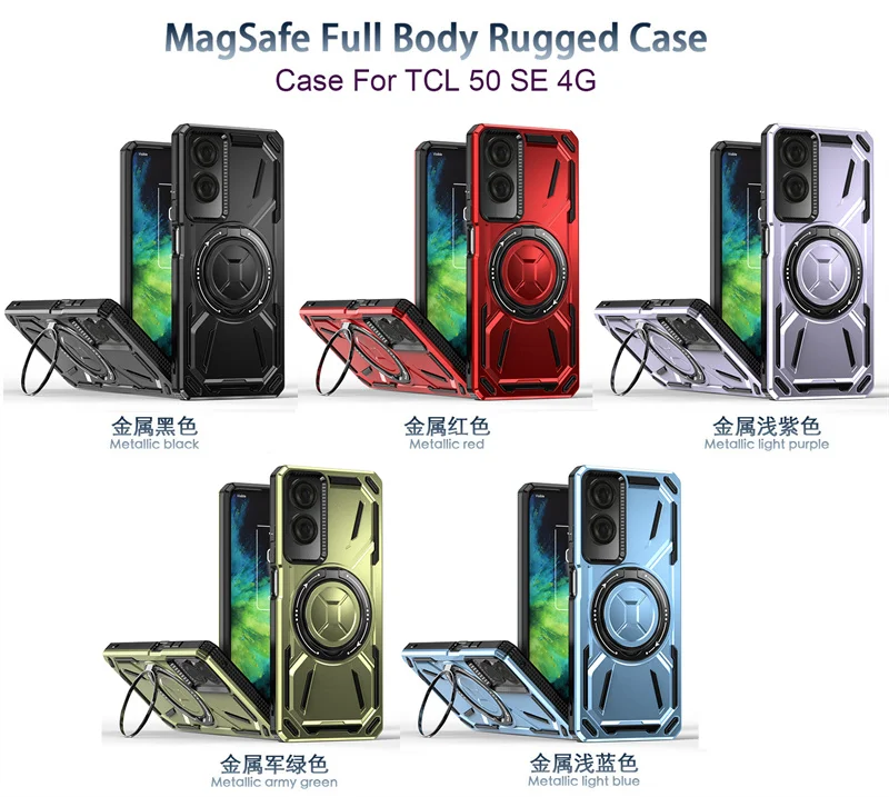 For TCL 40 NXTpaper 4G Luxury Metal Sense Shockproof Magnetic Bracket Case For TCL 40 NXTpaper Phone Holder Stand Case 6.7\