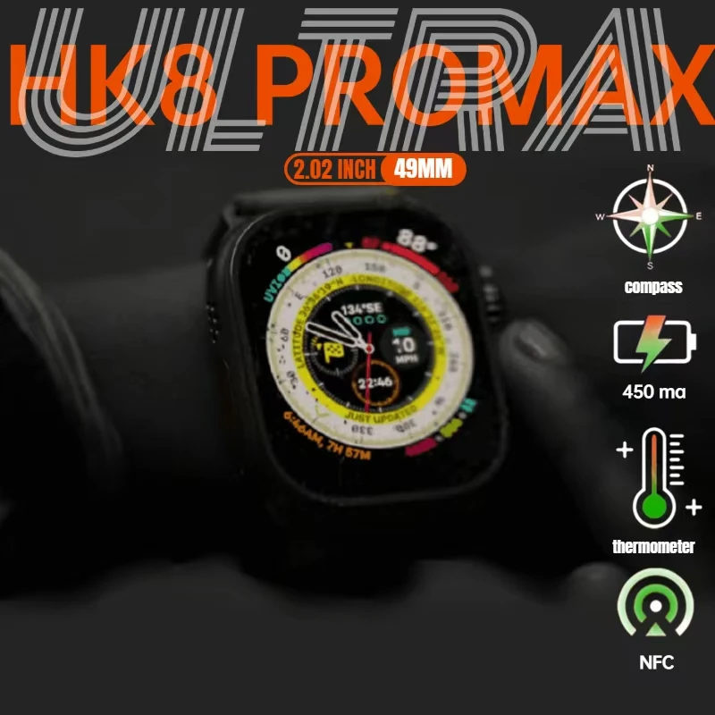 

Новые умные часы 2025 года HK 8 PRO MAX S AI ROBOT AMOLED Дисплей Мобильная сеть Поделиться NFC Компас GPS для системы iOS Android