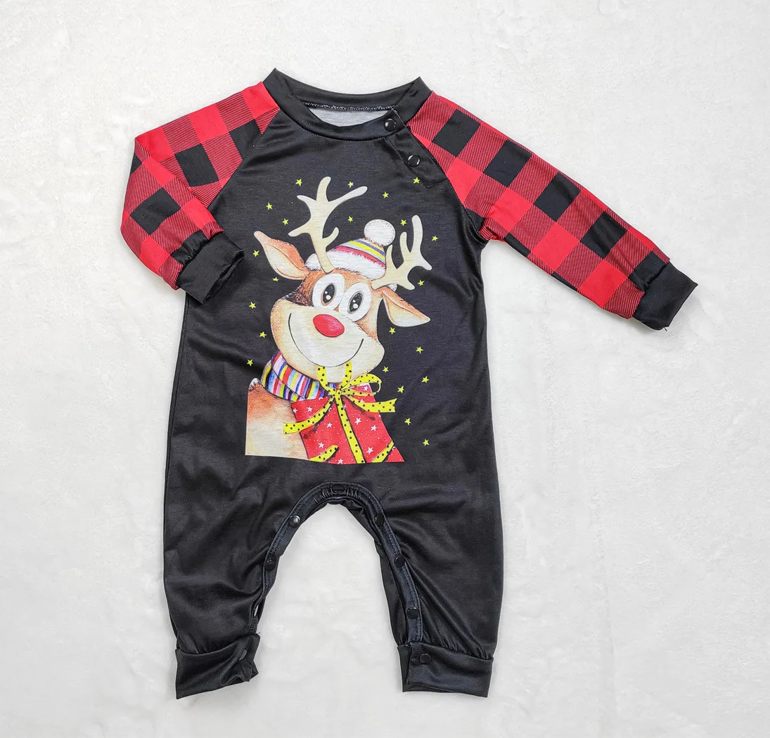 European and American Letter Checkered Christmas Parent-child Pajamas Set for Mom, Dad, kids, Pet Dog and Baby jumpsuit - view 4