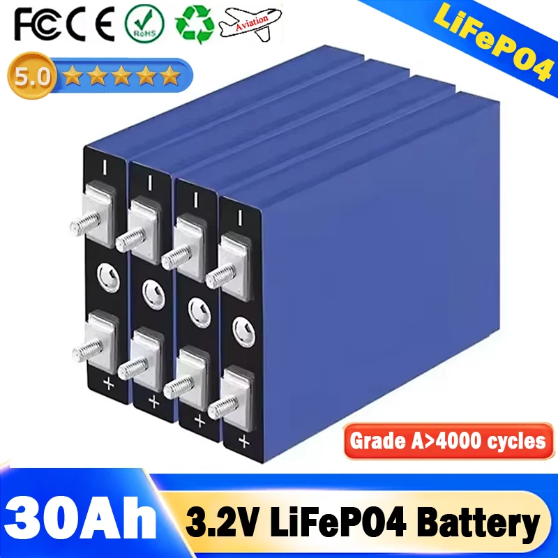 High Quality 3.2V 30Ah LiFePO4 Battery Cell Lithium Iron Phosphate Deep Cycles for Diy 12V 24V 36V 48V Solar Energy UPS Power