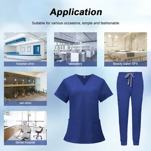 Kurzarm -Frauen -V -Top -Ausschnitt und Bänderhosen, Pflegeuniformen, mehrfarbige Haustier -Arztpeeling, medizinische Arbeitskleidung, Peeling Uniformanzug 8 Hauptverkaufshemd - №8