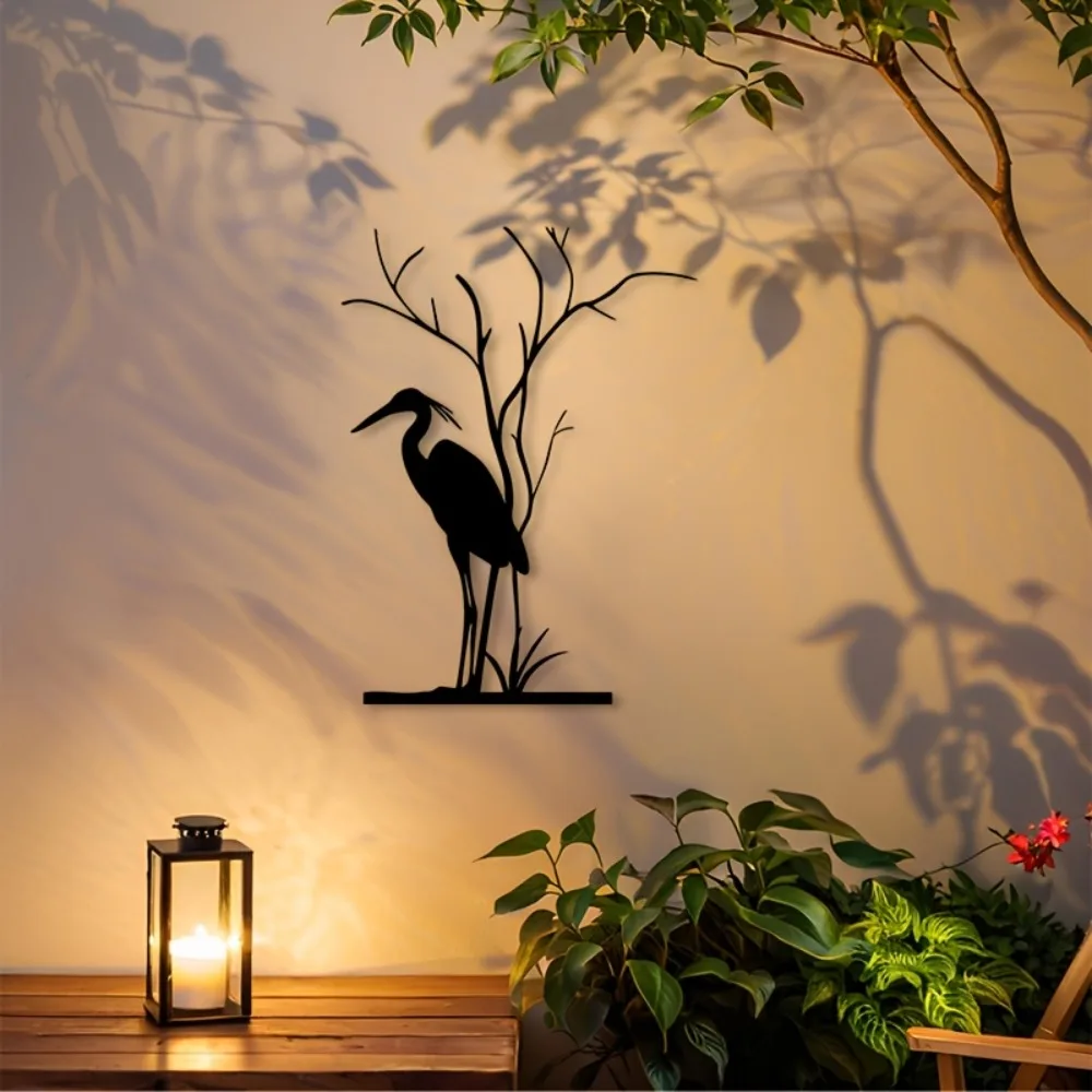CIFbuy Metal Wall Art Heron Silhouette Minimalist Bird Decor Sturdy Indoor Outdoor Living Room Patio Office Gift Nature Lovers