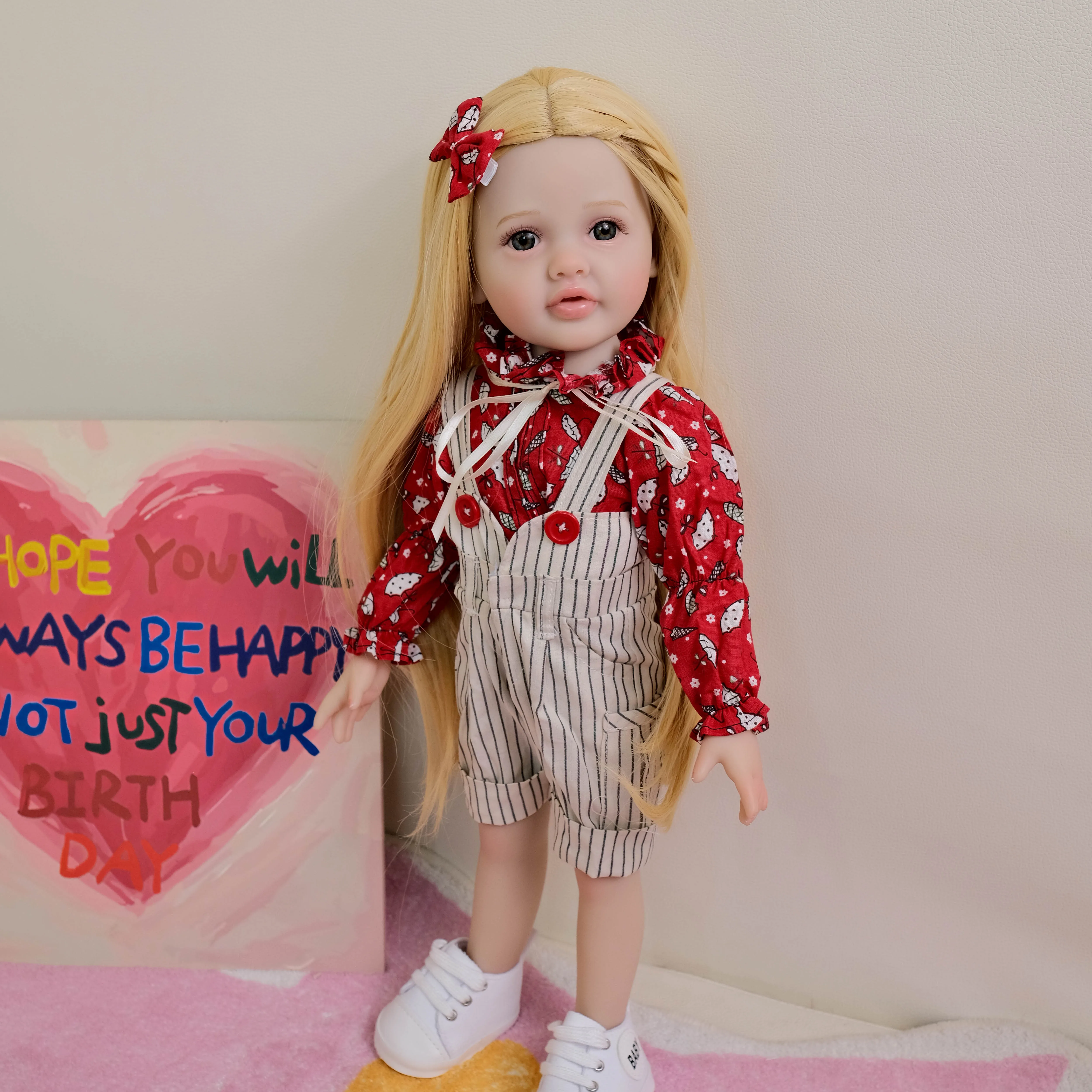 NPK 18 بوصة طفل فتاة دمية كاملة الفينيل الجسم بيتي نابض بالحياة دمية طفل هدية عيد الميلاد للفتيات