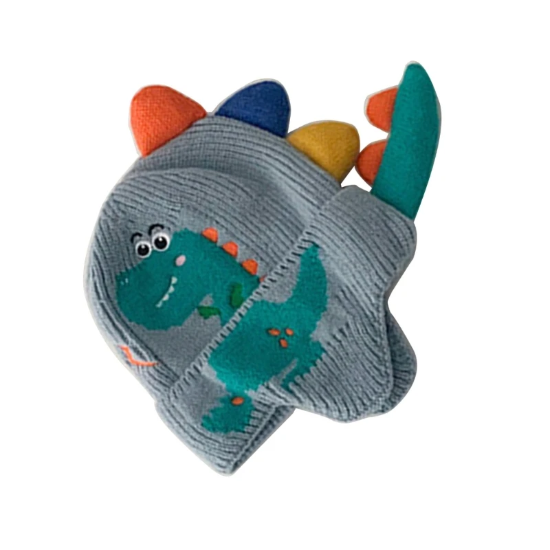 Gorro punto dibujos animados para niños, gorro dinosaurio, gorros invierno cálidos y modernos para niños y niñas