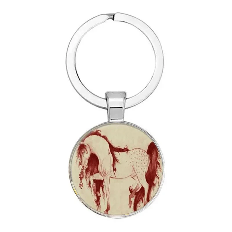 Retro Keep Calm And Love Horse Fashion Keychain 25mm Handmade Round Pendant Keychain Car Keychain