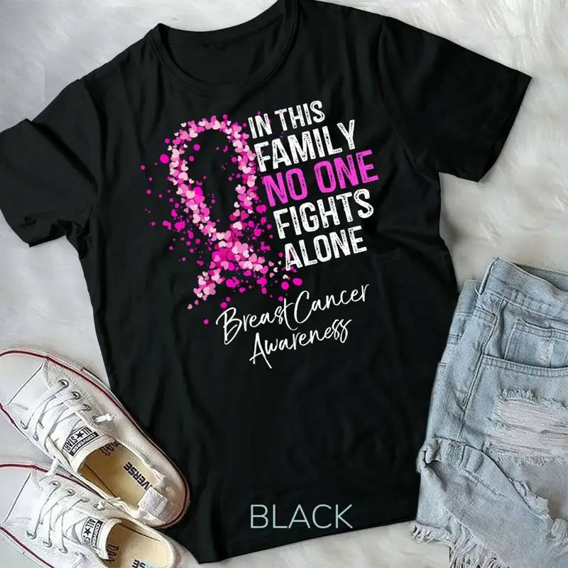 

In This Family No One Fights Alone Breast Cancer Awareness Unisex T shirt