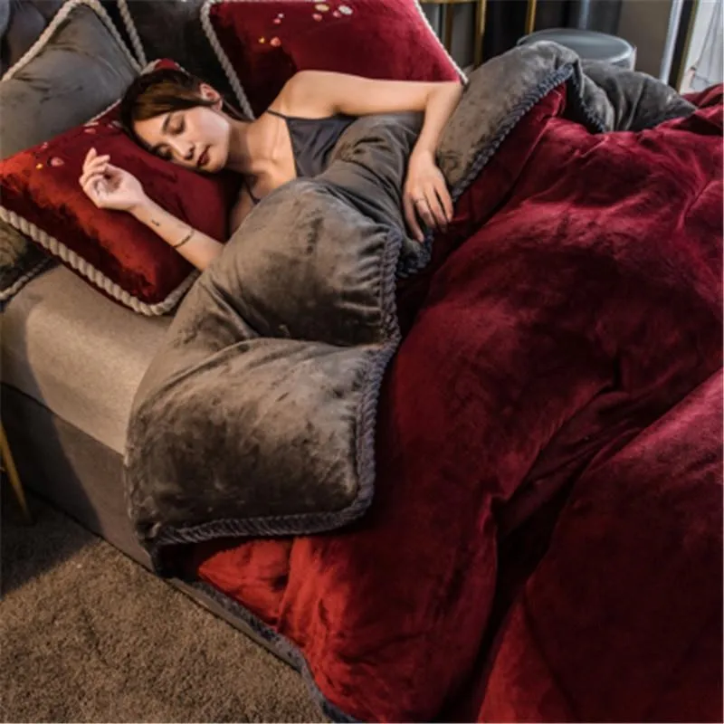 Luxury Magic Velvet Duvet Cover Winter Warm One Piece Flannel Thicken Bed Quilt Cover Plush Bedding Cover(no pillowcase sheet)