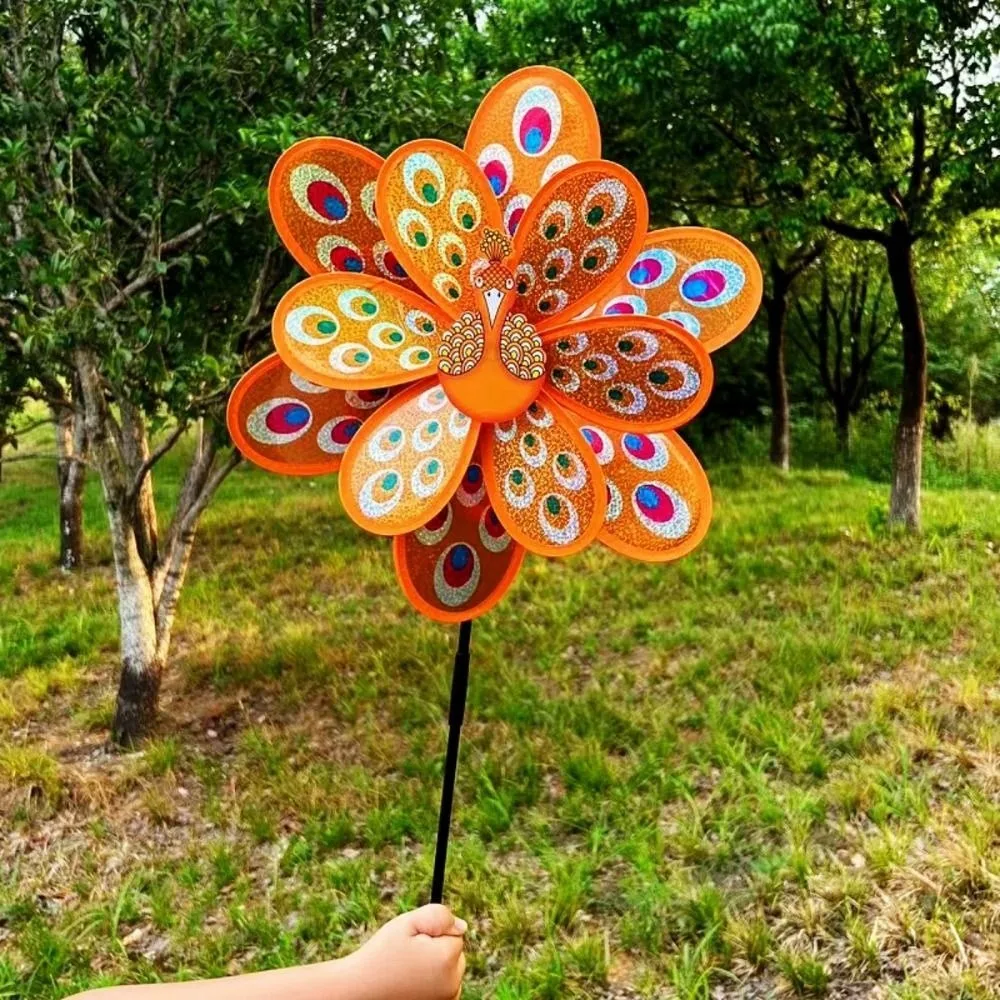 Multistyles Peacock Sparkle Windmill Colorful 36/38cm Children Peony Flower Big Windmill Double Layered Picnic Decor Toys