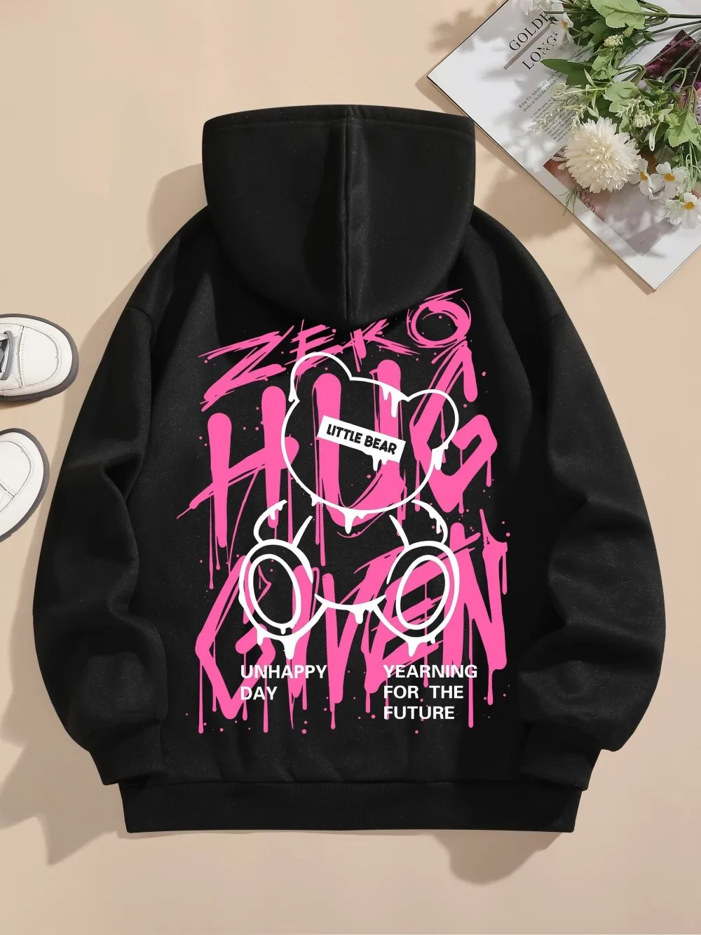 Sudadera con capucha suave y cómoda con estampado de oso de peluche de otoño para hombre, ropa de calle para exteriores, superventas
