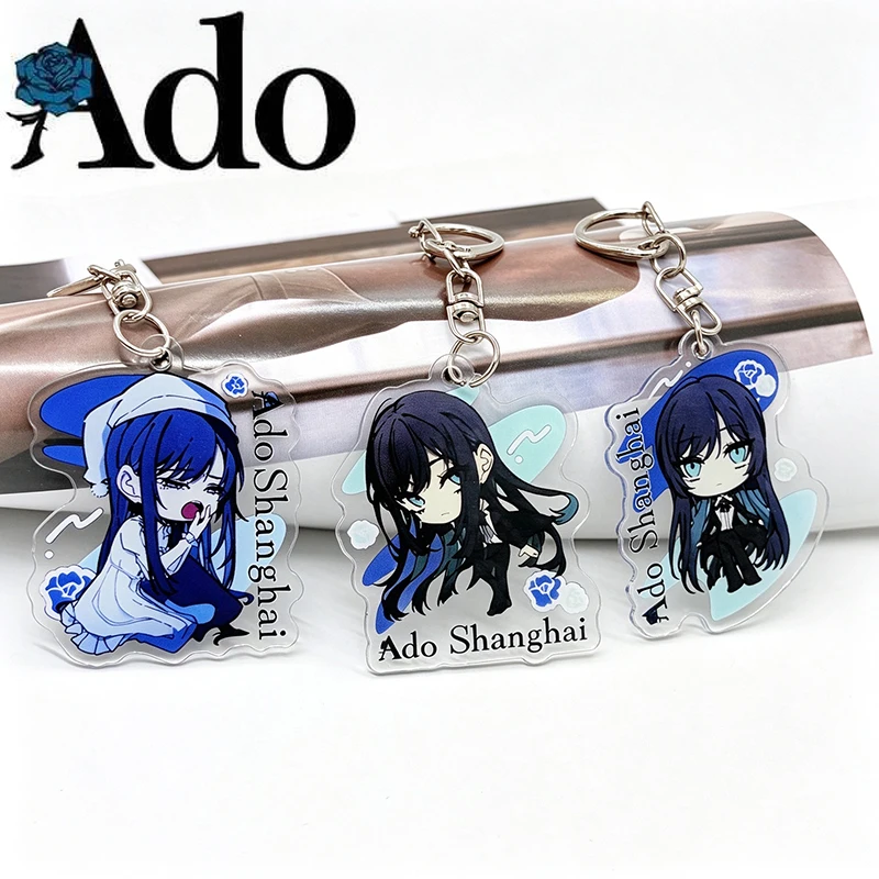 Anime Singer Ado Cosplay Keychain Kawaii Acrylic Pendant Keyring 1Set Key Chain Bag Accessory Ornament Decoration Collect Prop