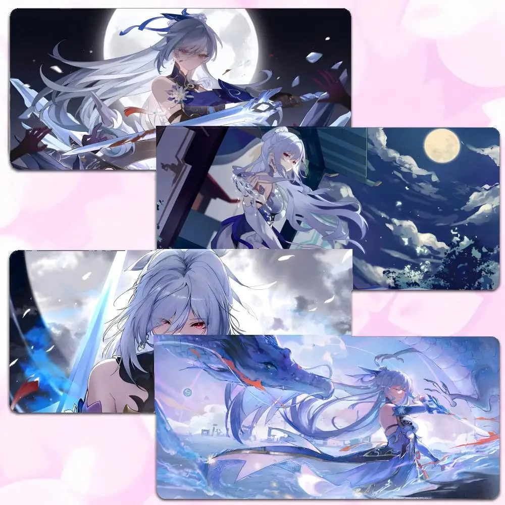 Legendary Desk Mat H-Honkai Star Rail Hsr Jingliu Mouse Pad Thick Lock Edge Gaming Desk Mat Large Size PC Mouse Pad Home decor