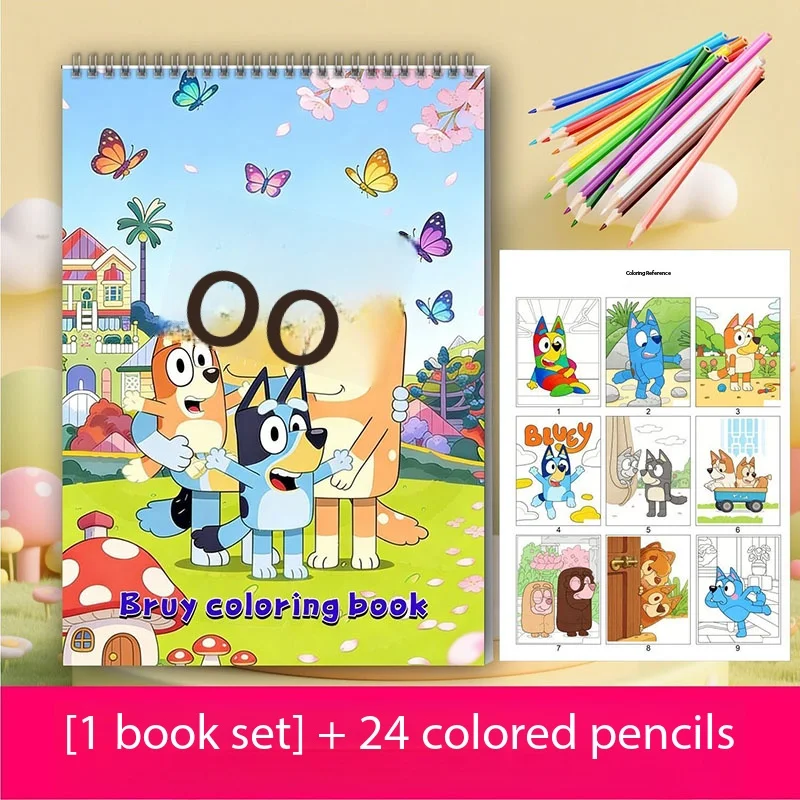 

Милая книжка-раскраска Bluey: развивающая книжка для детей с мультяшными персонажами, для рисования, раскрашивания и творчества, подарок-игрушка