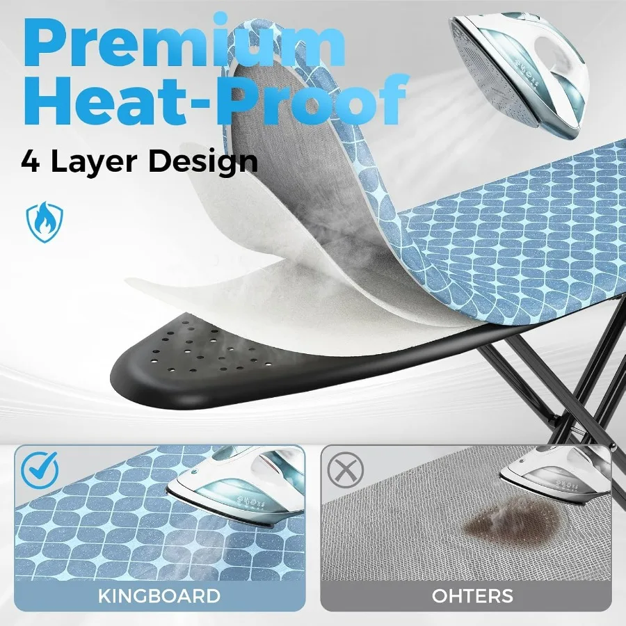 لوح كي، لوح حديد مدمج مع حصيرة حديدية من السيليكون، غطاء مقاوم للحرارة، 7 ارتفاع قابل للتعديل، لوح كي قابل للطي