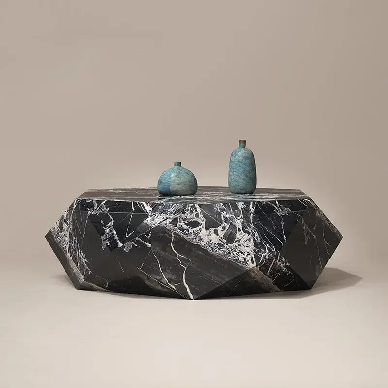 

Minimalist Marble Coffee Table, Nordic Modern Hexagon End Table for Small Space Living Room, Customizable Size & Design