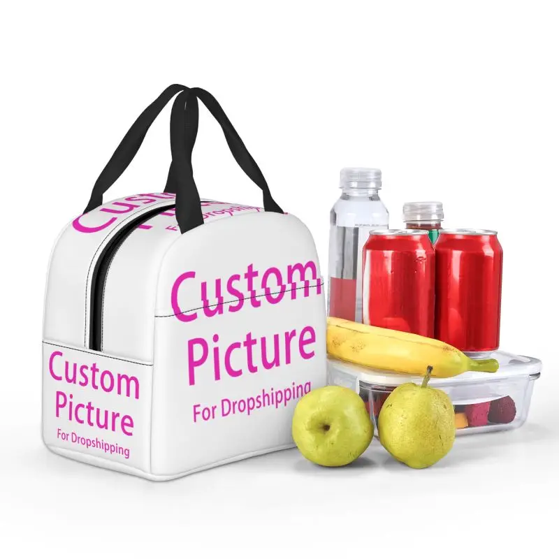 Custom Photo Logo Lunch Box Waterproof Customized DIY Print Cooler Thermal Food Insulated Lunch Bag Portable Picnic Tote Bags