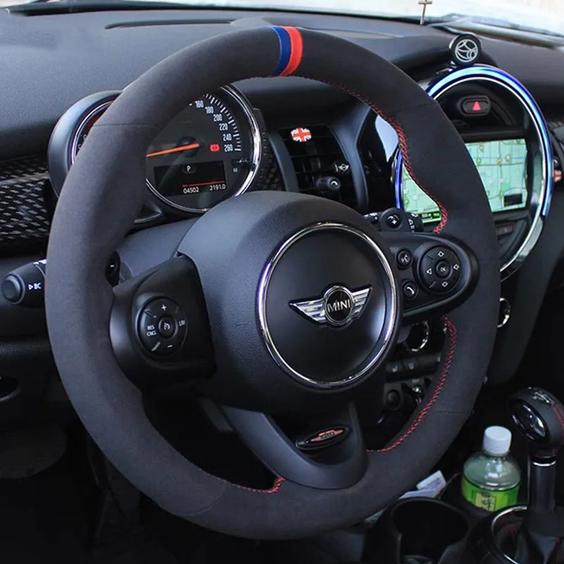 For MINI (Hatchback/Mini) JCW COUNTRYMAN CLUBMAN COUPE Hand Stitched suede non-slip car Steering Wheel Cover