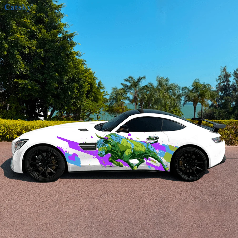 

Цветная виниловая наклейка с большим рогом коровы, самоклеящаяся наклейка из ПВХ, подходит для грузовиков, внедорожников, украшения, автоаксессуары, подарок