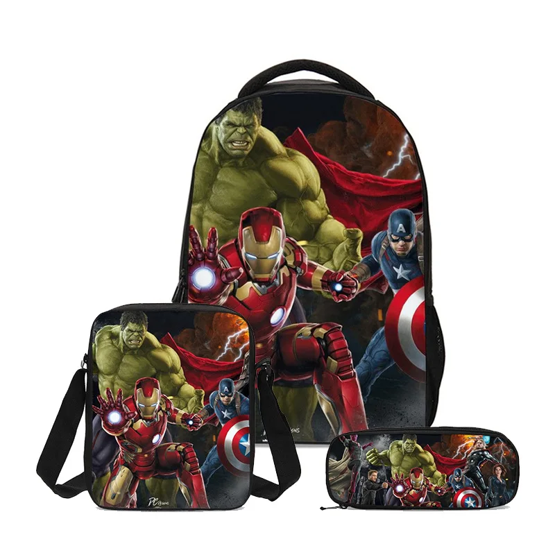 New Marvel Comics Hulk Captain America The Avengers studenti zaino in tre pezzi Computer 3d ragazzi e ragazze zaino leggero