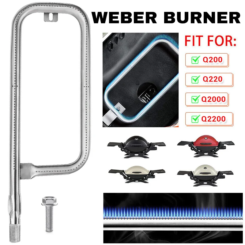 

Grill Burner Tube with Screw for Weber Q200 Q220 Q2000 Q2200 Grill Parts for Weber 304 Stainless Steel Grill Replacement