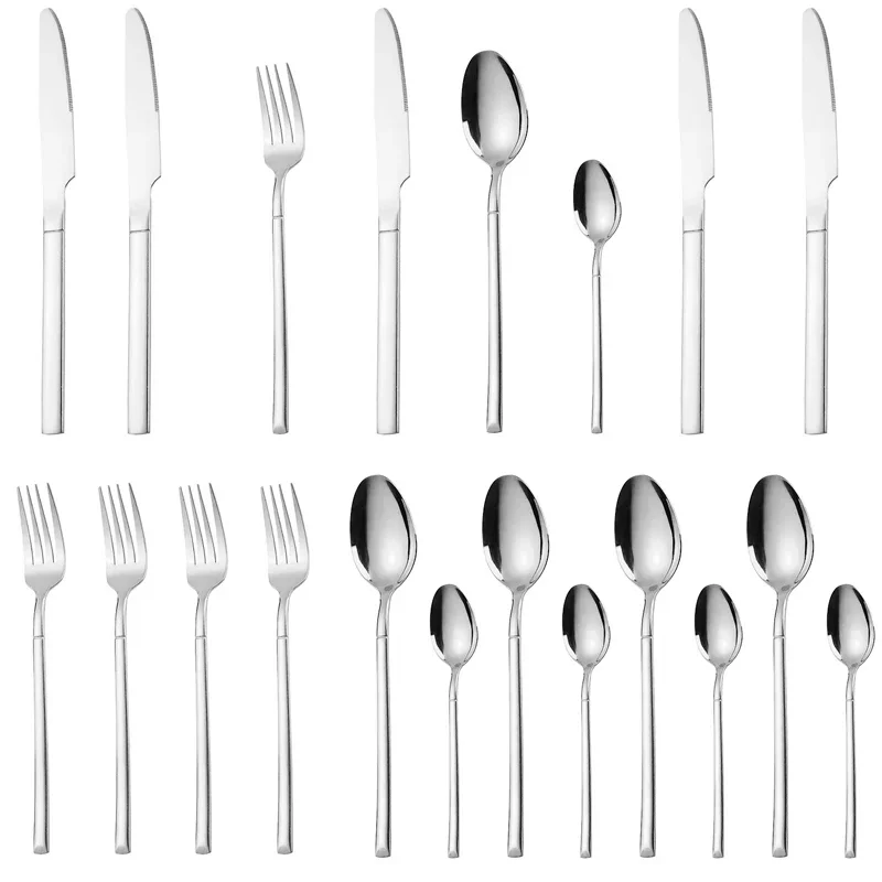 1/4/20 Pcs Stainless Steel Flatware Set, Mirror Polished Cutlery Utensil Set Include Fork Knife Spoon Set, Dishwasher Safe