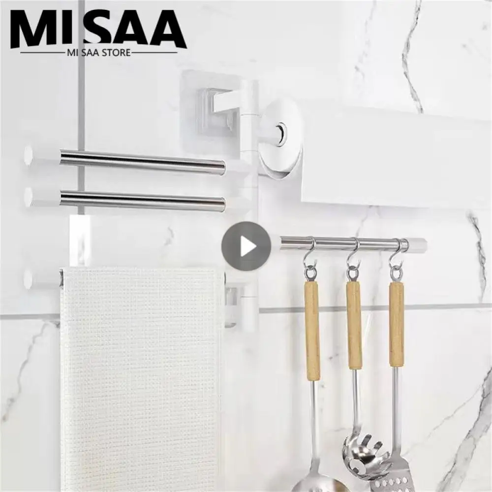 Towel Holder Anti-corrosion Anti-rust Rotatable Paper Hanging Bar Waterproof Kitchen Shelf Bathroom Towel Rack Durable