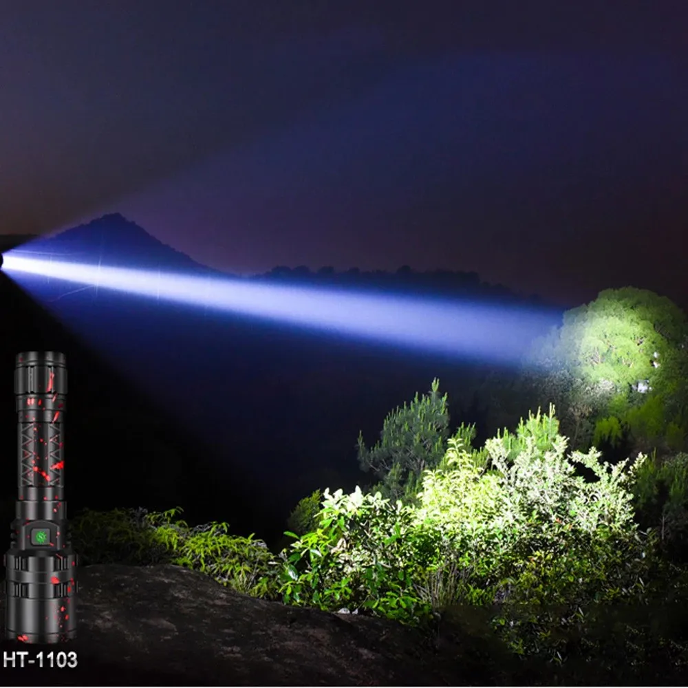 F2 LED Flashlight High Power USB Rechargeable Flashlight 5 Modes Lantern Self Defense Torch Tactical Lamp 18650 Battery Light