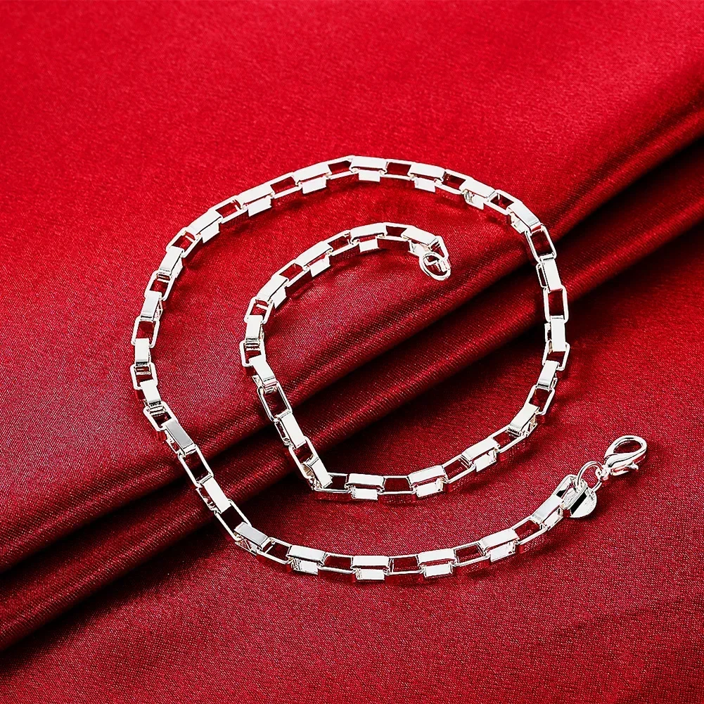 

Special Offer Hot 925 Sterling Silver Necklace For Women Man Fashion 5MM Box Chain 18inch Luxury Party Wedding Jewelry Lady Gift