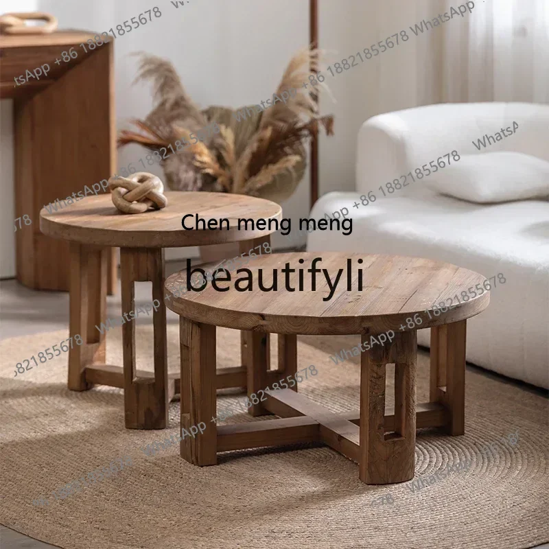 New arrive Retro old round coffee table B & B Nordic Japanese tea table coffee shop Hotel combination side table