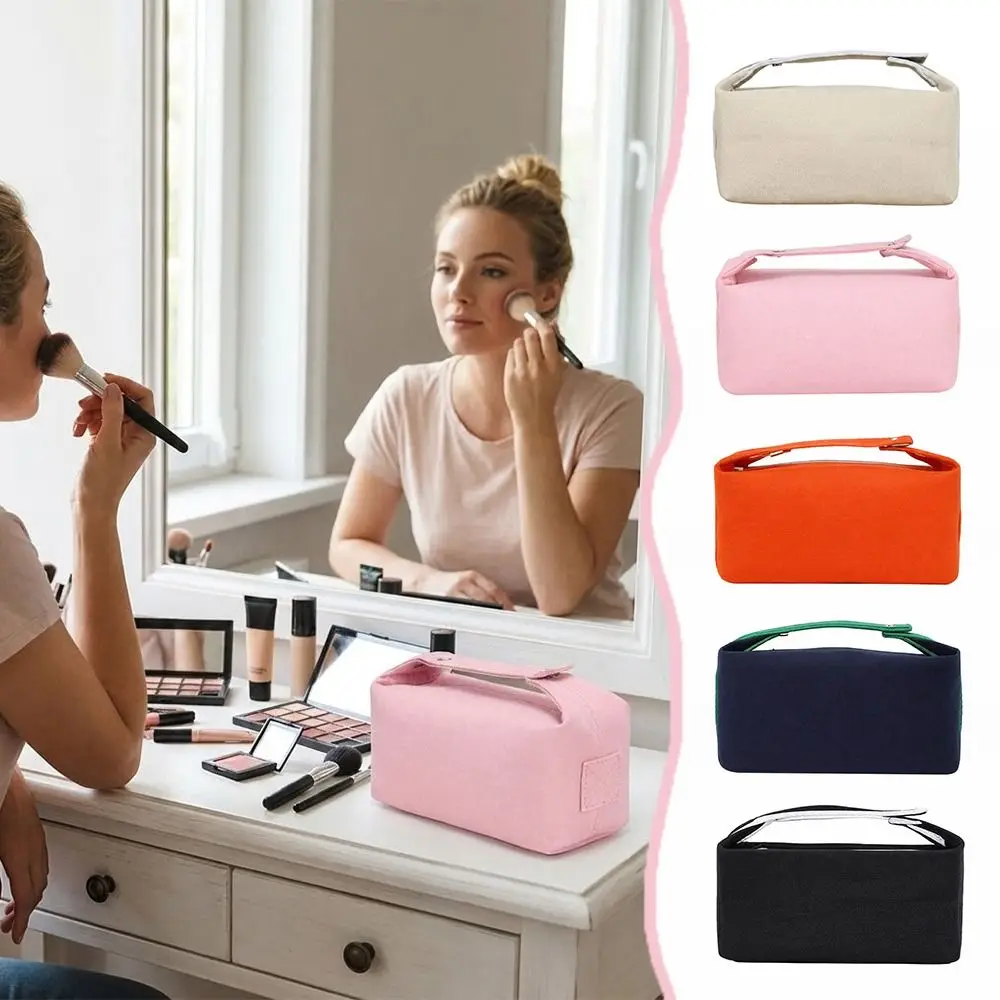 Fashionable Large Capacity Cosmetic Storage Bag Portable Canvas Makeup Pouch Handheld Travel Storage Bag Travel