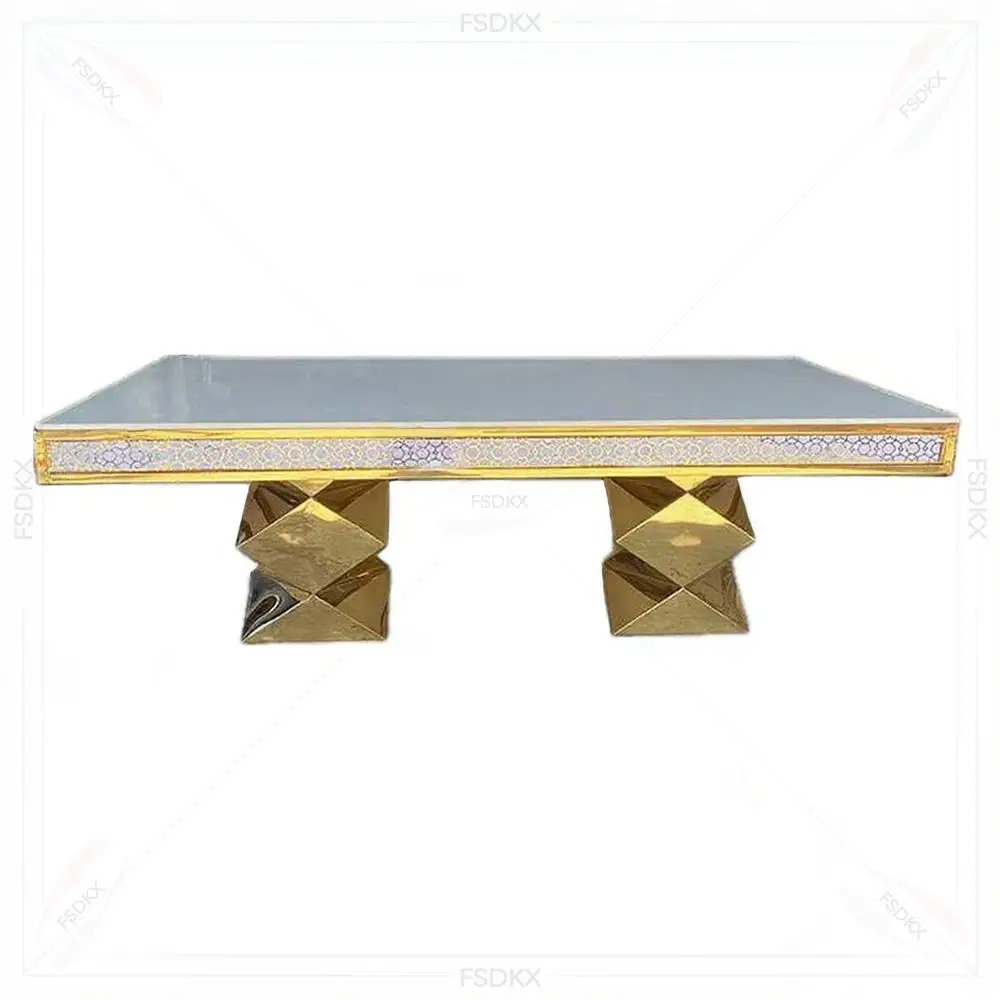 

Wholesale Banquet Party Gold Stainless Steel Event Table Cheap Table Luxury