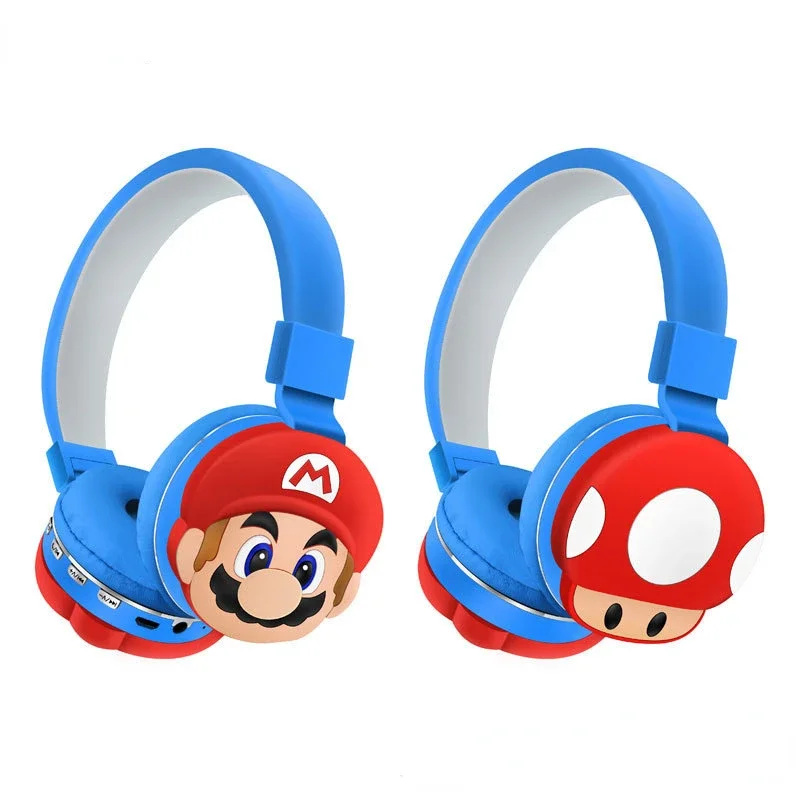 Headphone Bluetooth Nirkabel Super Mario Bros Anime 5.0 Headset Gaming Kartun Olahraga Suara Stereo Earphone Headphone Kebugaran