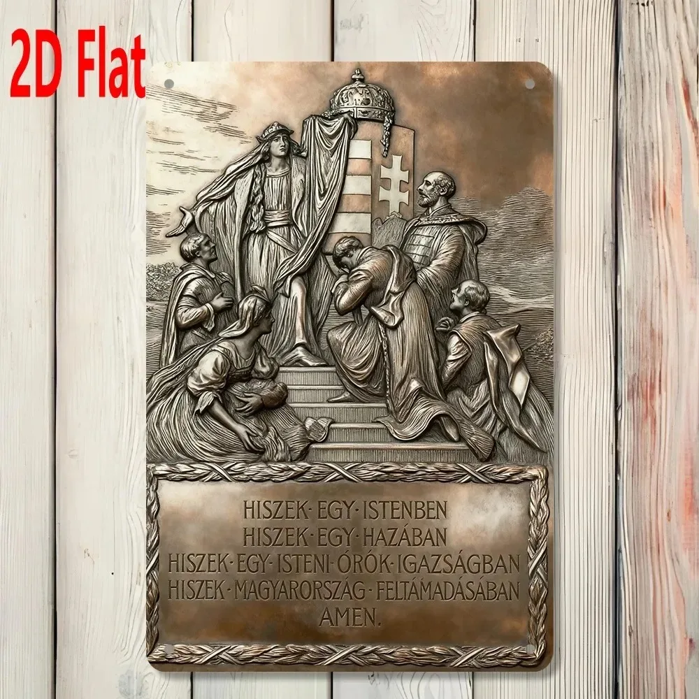 Vintage 2D Flat Hungarian Character Aluminum Wall Art 12x16in Waterproof Metal Sign for Study Dining Room Home Decor