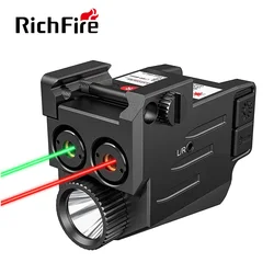 Richfire Green/Red Laser Sight LED Flashlight Combo Long Gun Light Compact Pistol Light Rechargeable Weaponlight for Handguns