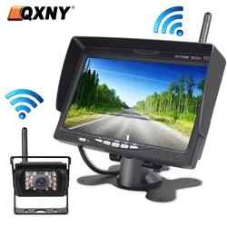 Night Vision Wireless Rear View Camera 7In Car Monitor Screen For Truck Bus RV Trailer Excavator Reverse Image 12V-24V Display