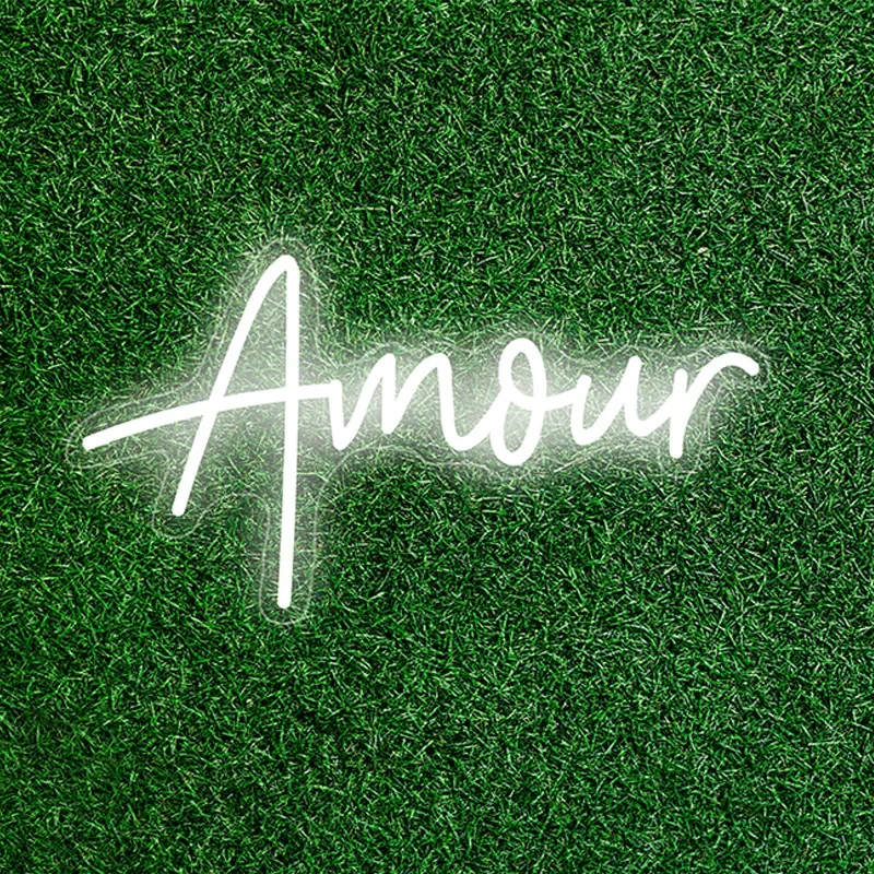 ป้ายไฟนีออน Amour LED, ตกแต่งงานแต่งงาน, ไฟนีออนปาร์ตี้, ตกแต่งห้องนอน, แขวนผนัง, ฉันรักคุณตกแต่ง