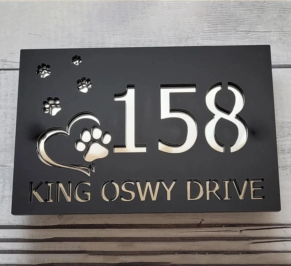 House Number House Signs Door Number Laser Cut Matt Mirror House Address Numbers Modern House Sign Rectangle House Number