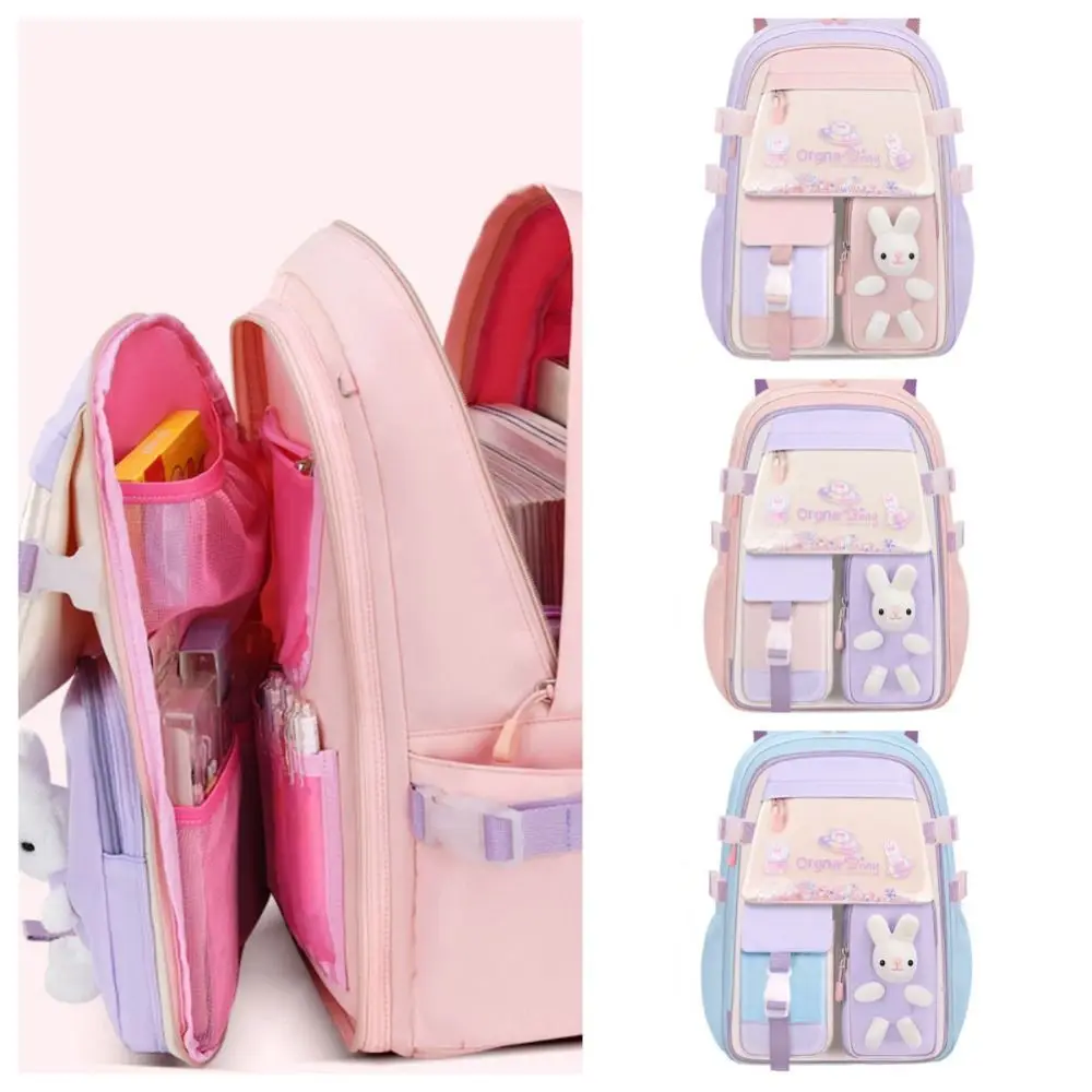 

Side-Open Rabbit Children Backpack Multiple Pockets Oxford Shoulders Bag Korean Style Commute Student School Bag Primary School