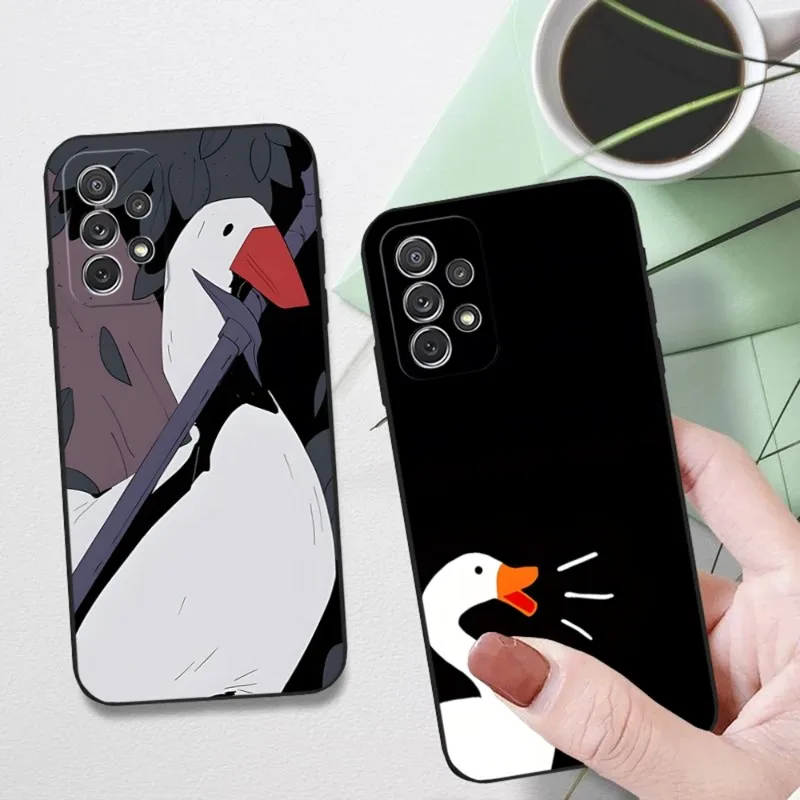 Untitled Goose Game Duck Phone Case For Samsung A52 A53 A51 A12 A50 A33 A13 A22 A31 A40 A03S A32 A21 A81 A42 Silicone Black