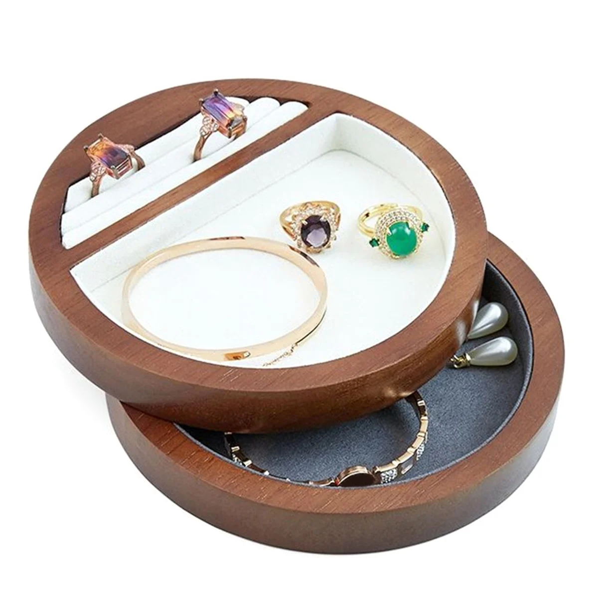 SolidWood Jewelry Display Tray with Microfiber Beads Bracelet Ring Display Organizer Jewelry Holder Shop Show PropRack B