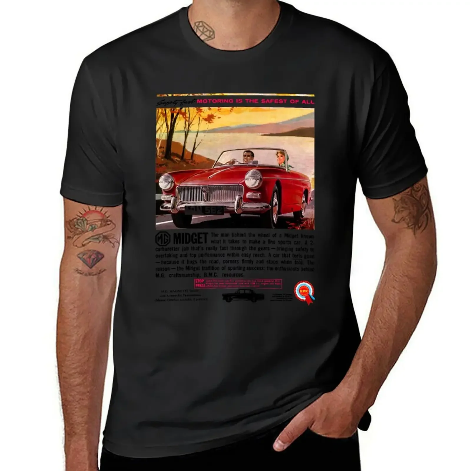 MG midget เสื้อยืดโอเวอร์ไซส์ลายกราฟิกเสื้อยืดผู้ชายวินเทจ