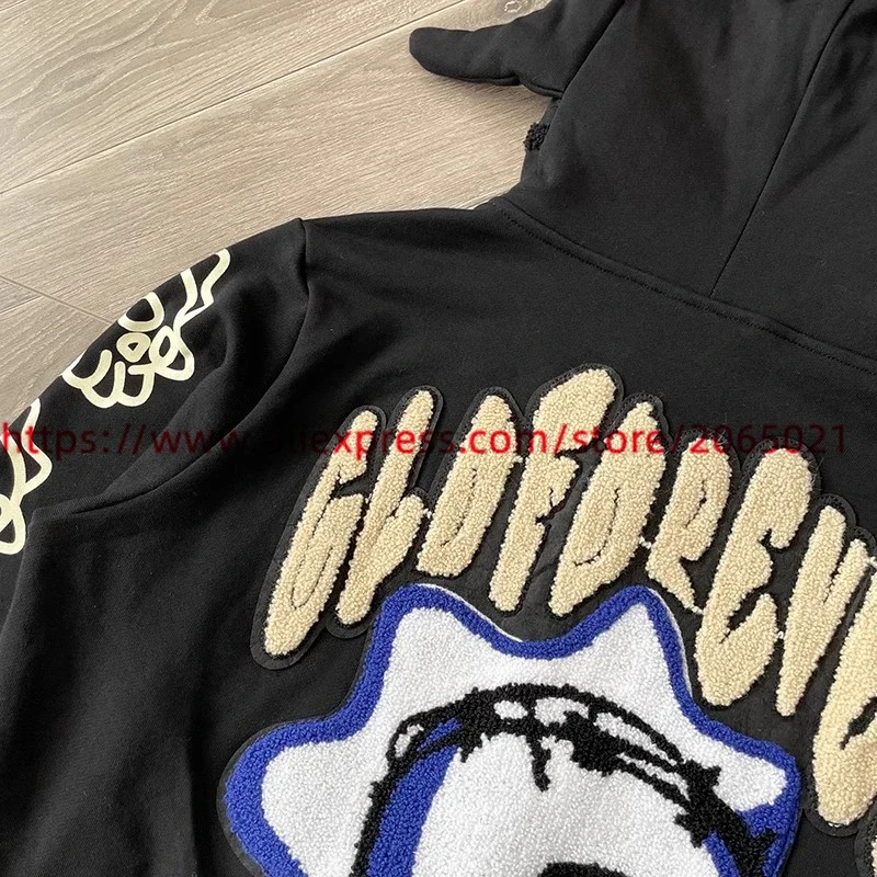 Towel Embroidered Cartoon Camouflage Glo Gang The Glory Full Zip Hoodie Men Women Hooded