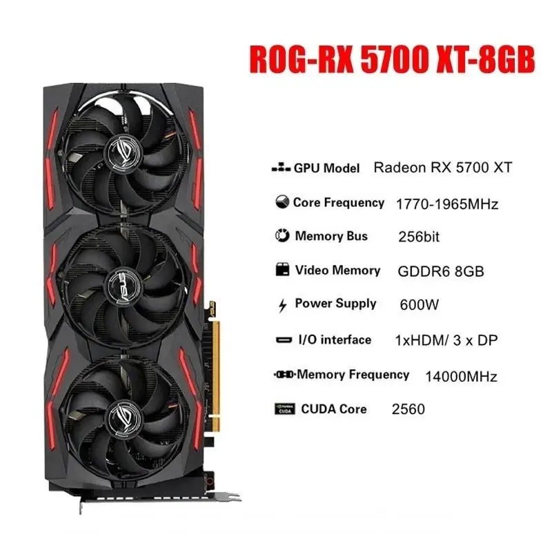 New! Graphics Cards AMD TUF3 ROG RX 5700 8GB GDDR6 GAMING GPU Video Card 256Bit RX 5700XT O8G