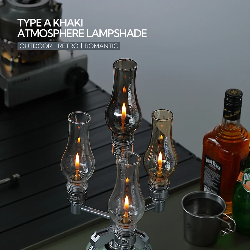 T-1-BH ارتفاع درجة الحرارة التخييم الزجاج مصباح دائم التخييم ضوء فانوس الغاز الظل الزجاج الشفاف الغاز غطاء مصباح خارجي