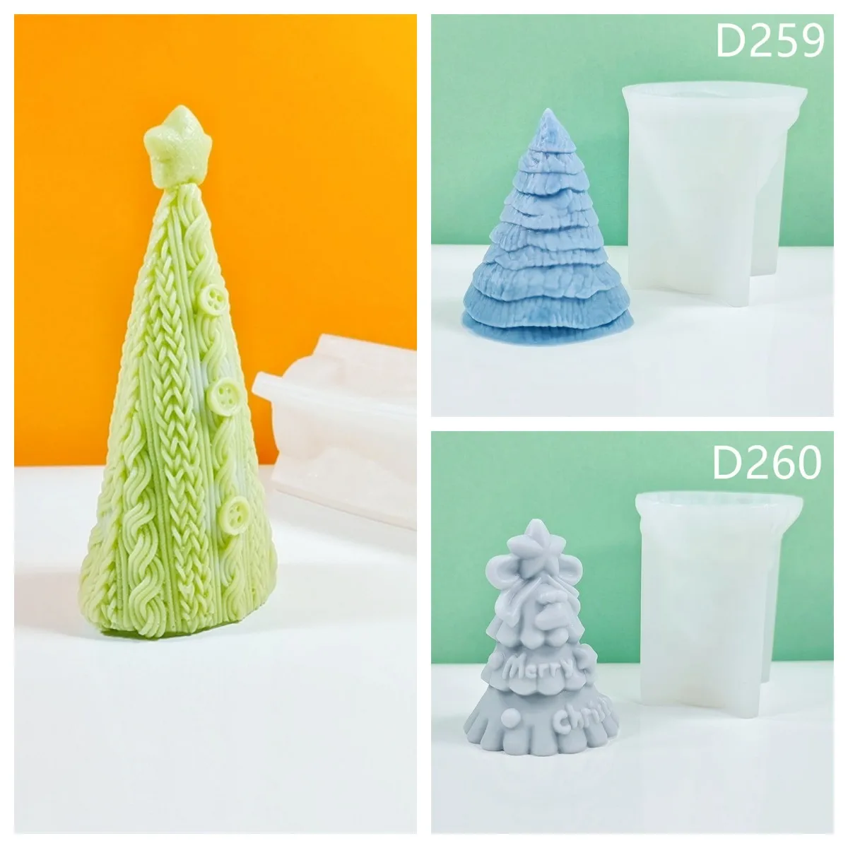 

D258-260 Popular Christmas Tree Candle Silicone Mold Gypsum form Carving Art Aromatherapy Plaster Home Decoration Mold Gift Hand