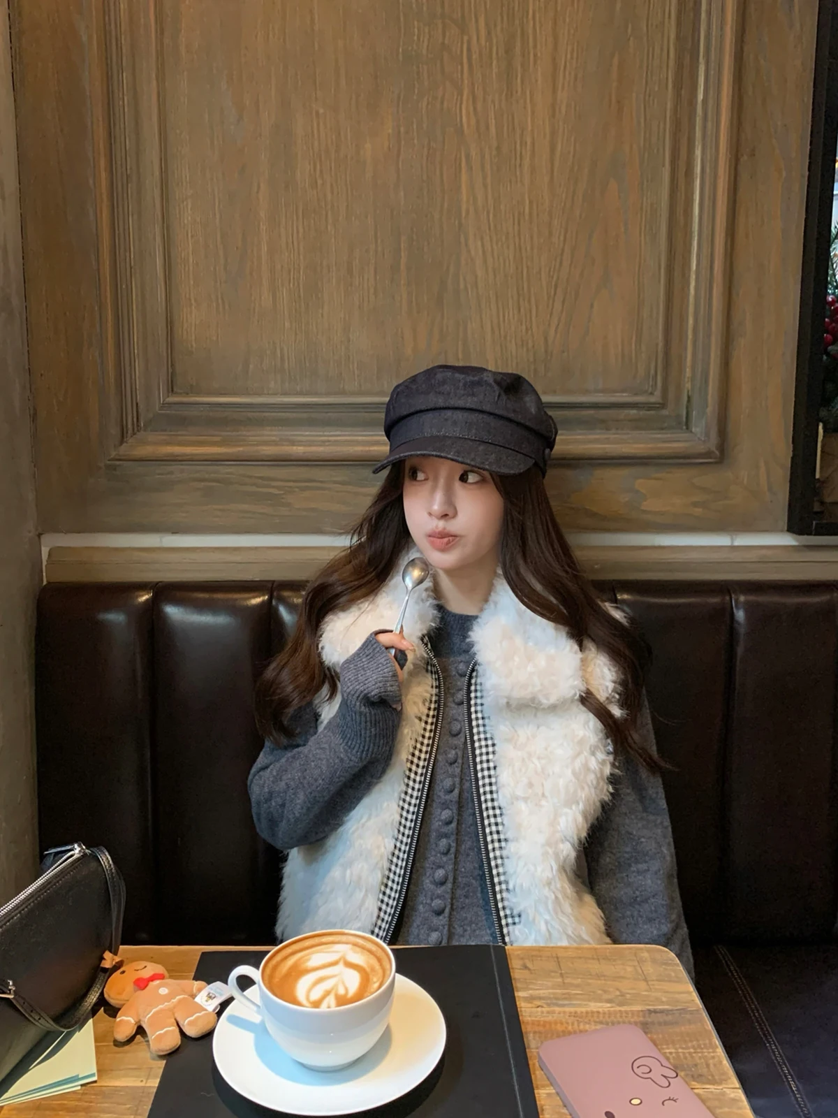 

Heygirl Vintage Plaid Svel Jaet Women's Double-sided Wear Cotton-filled Vest High Collar Regular Length Zipper Closure